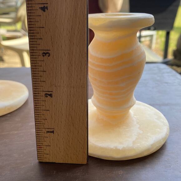 Restoration Hardware Alabaster Tapered x 3 Candleholders - Picture 2 of 7